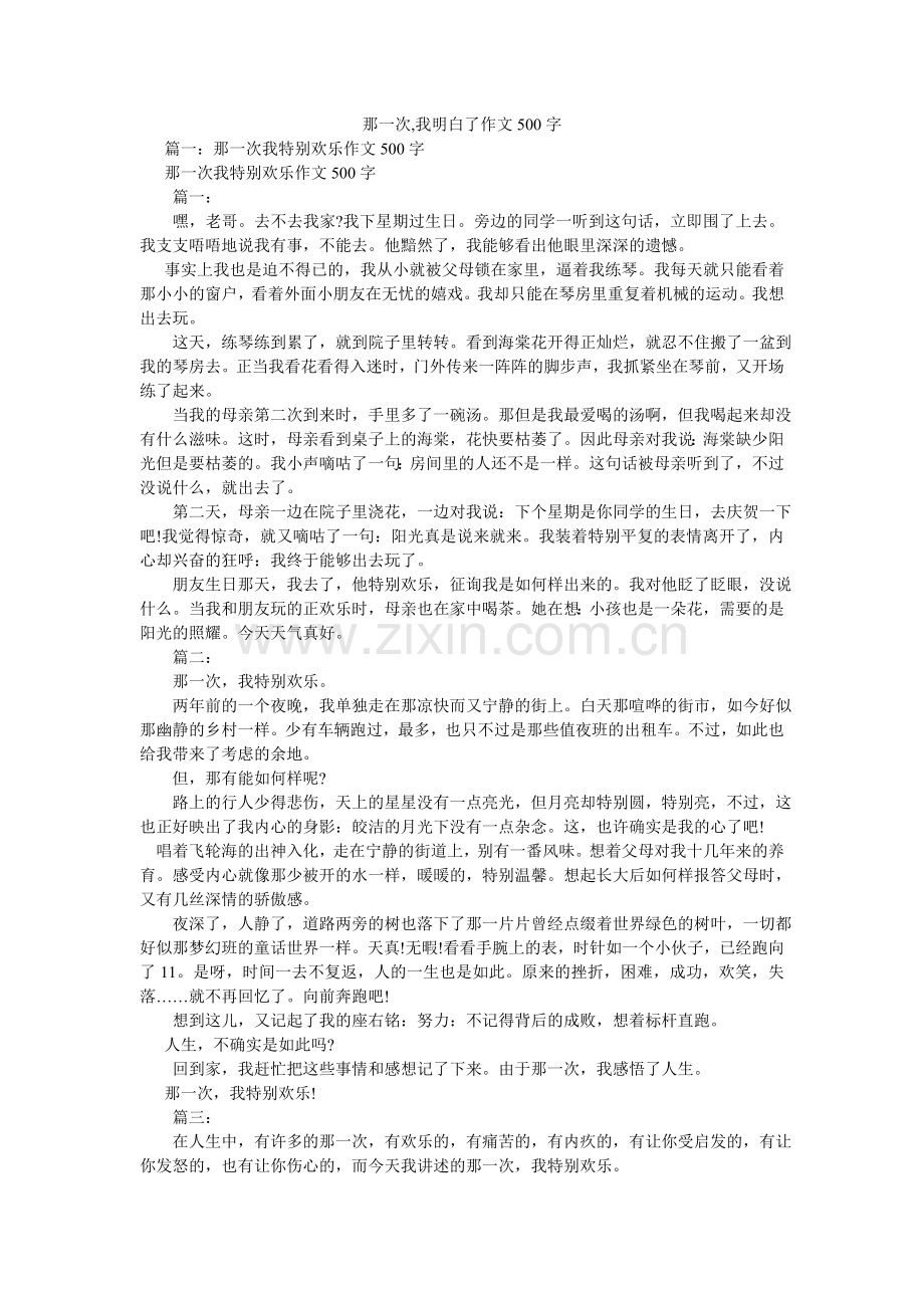 那一次,我懂了作文500字.doc_第1页