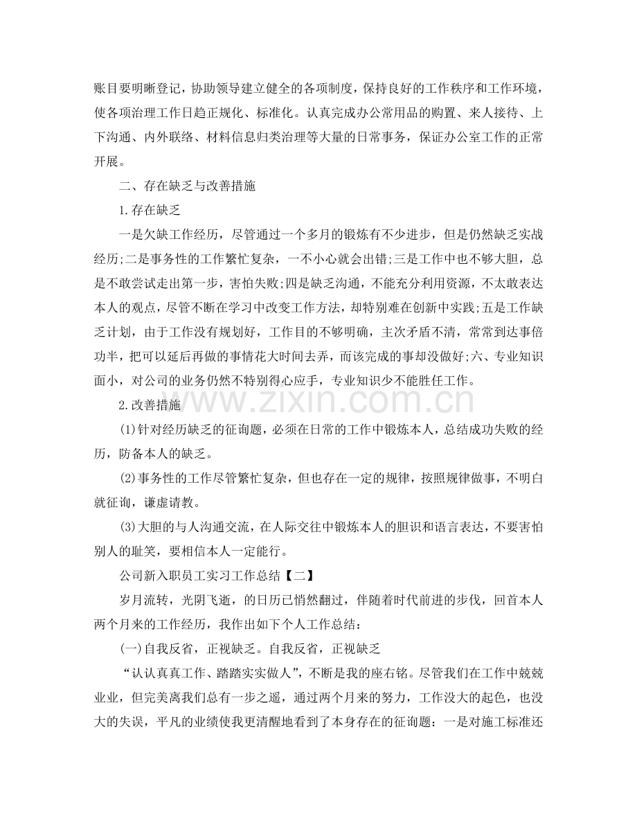 2024公司新入职员工实习工作参考总结.doc_第2页