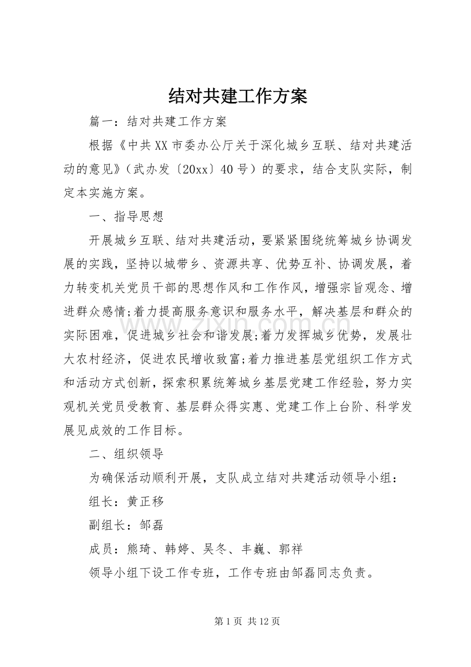 结对共建工作实施方案 .docx_第1页