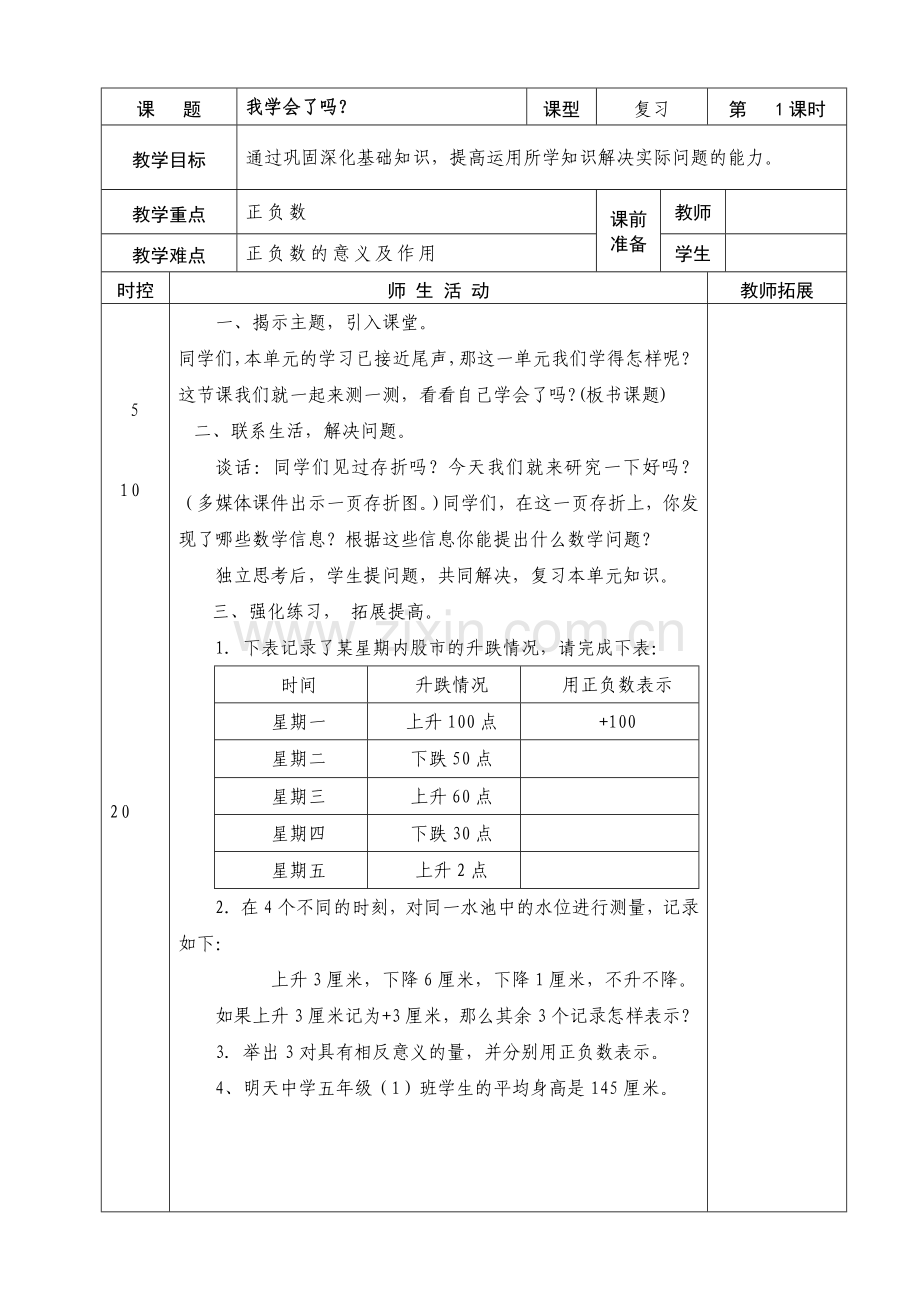 五年级数学第一单元我学会了吗备课.doc_第1页