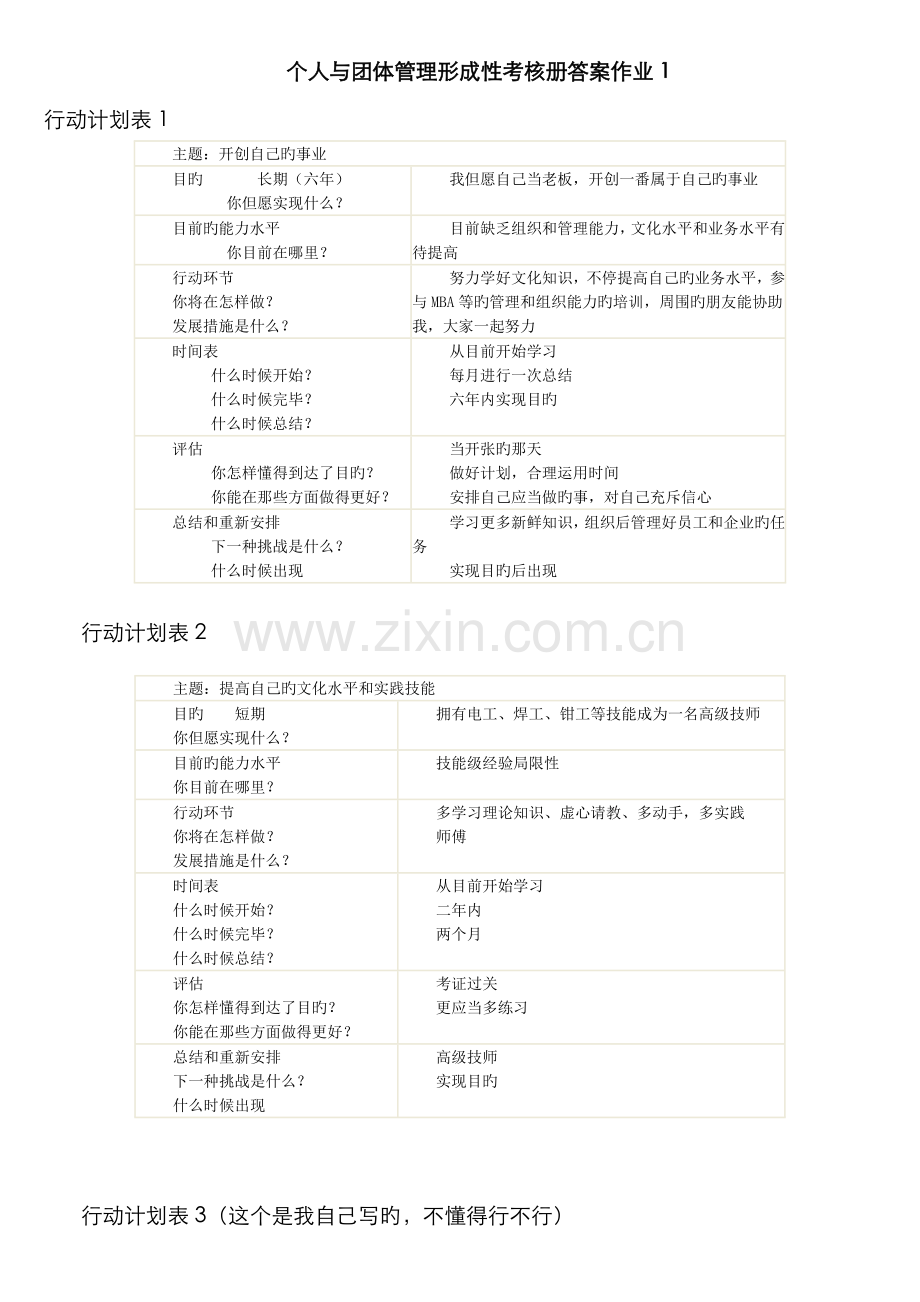 2022年个人与团队管理形成性考核册答案作业重点.doc_第1页