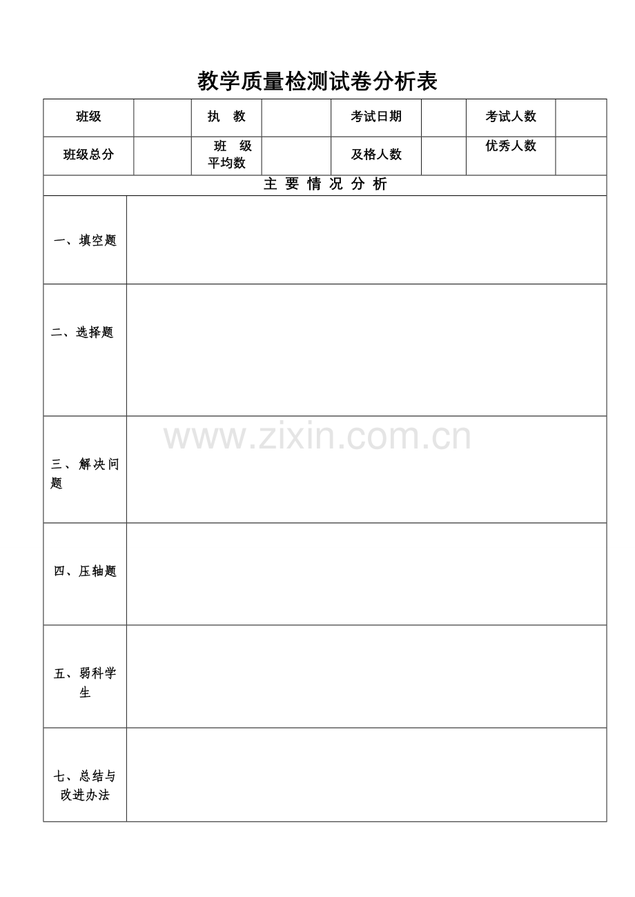 数学试卷质量分析表.doc_第1页