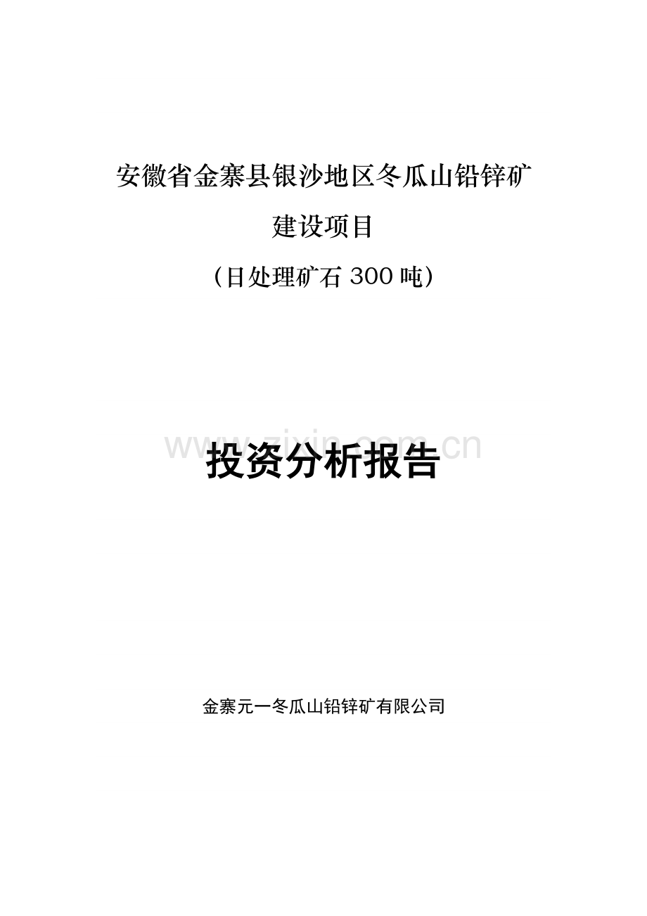 铅锌矿项目(日处理矿石300吨)建设项目可行性研究报告.doc_第1页