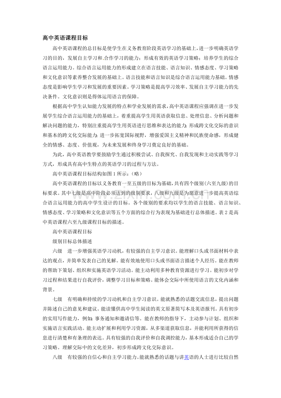 高中英语课程目标.docx_第1页