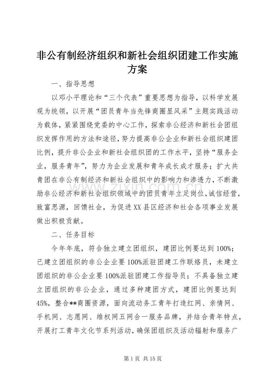 非公有制经济组织和新社会组织团建工作方案 .docx_第1页