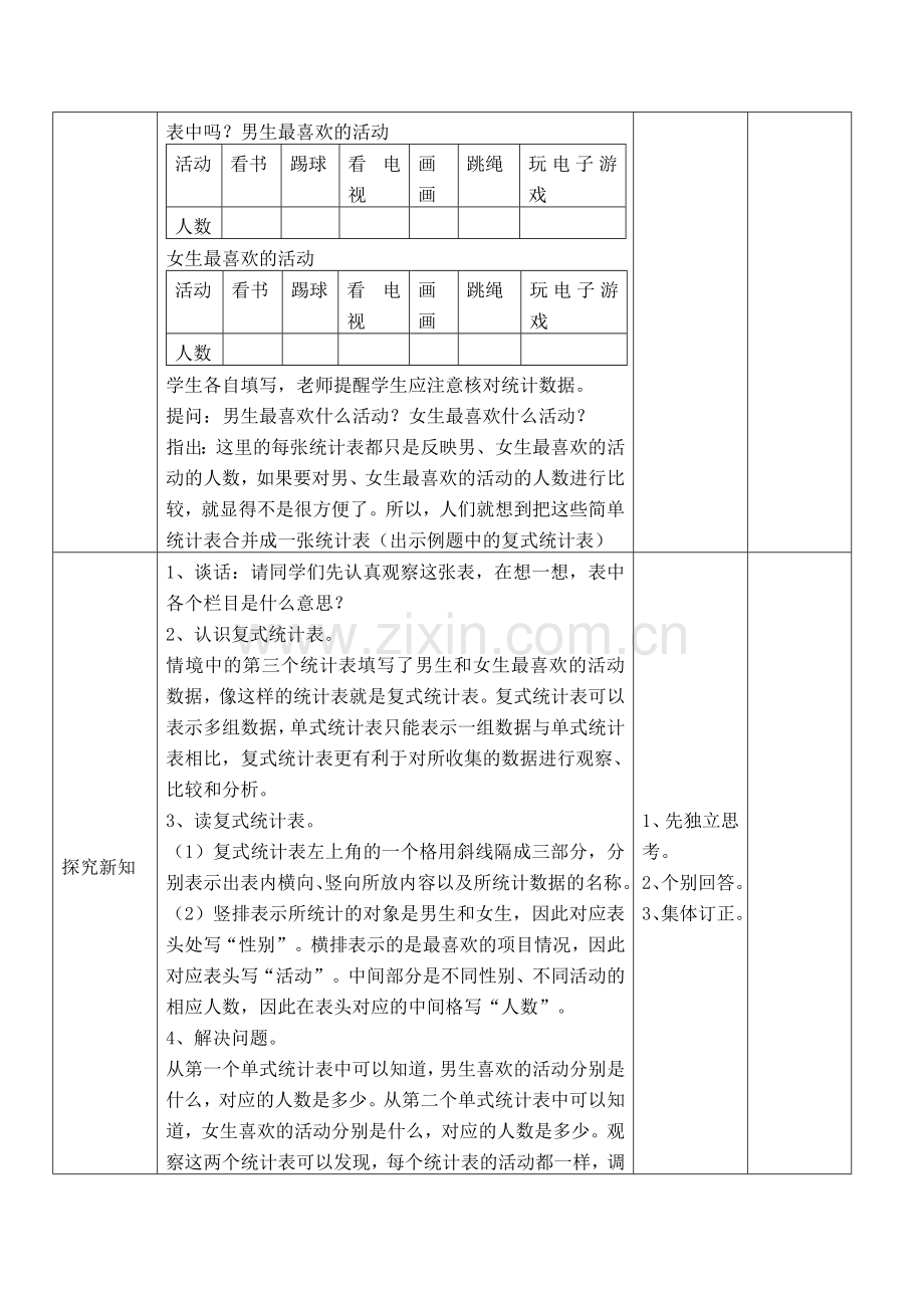 人教2011版小学数学三年级人教版(2011)小学三年级数学下册复式统计表教学设计.doc_第2页