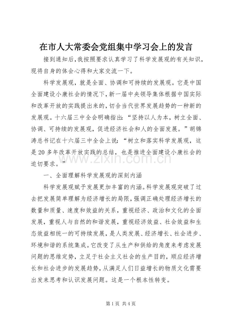 在市人大常委会党组集中学习会上的发言稿(9).docx_第1页