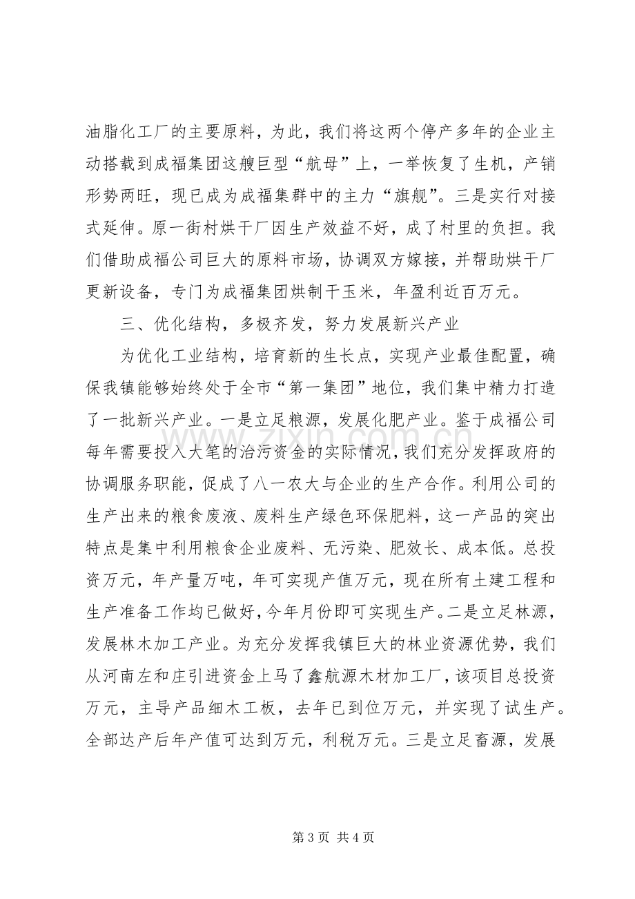 乡镇依托项目建设提升工业强镇整体实力典型发言材料.docx_第3页