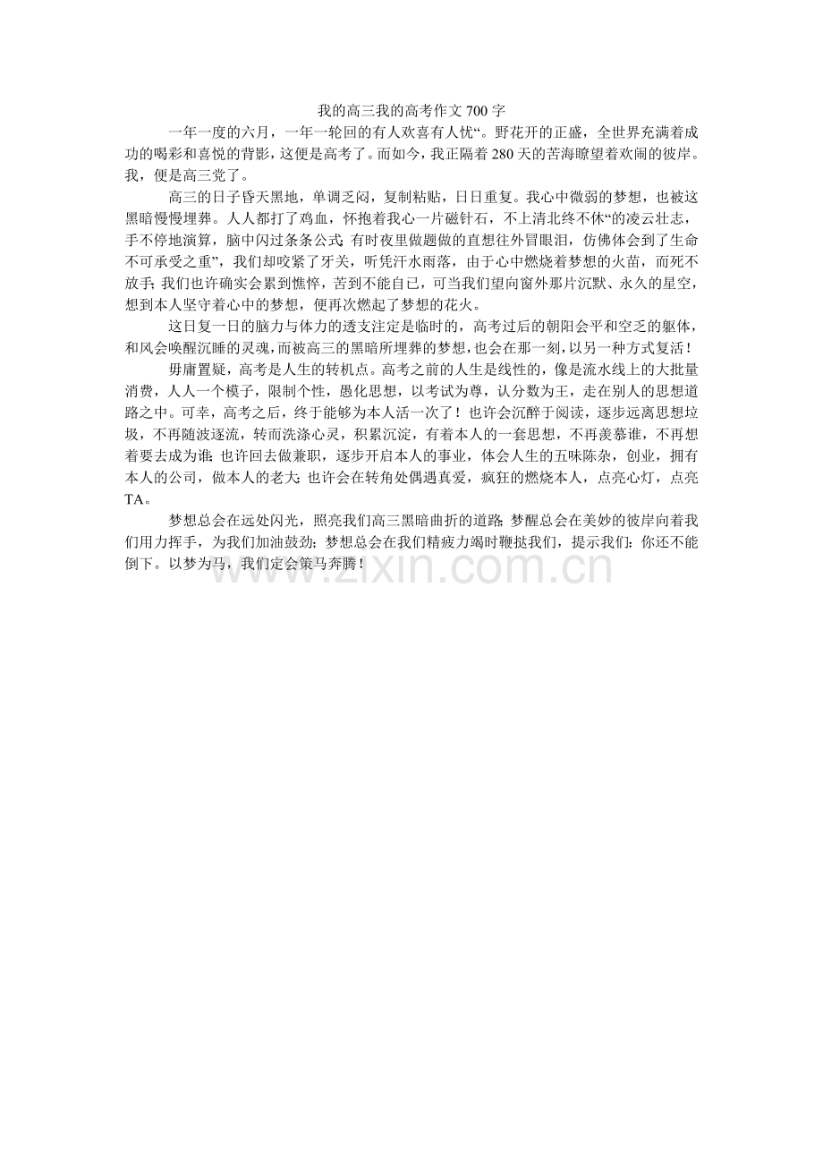 我的高三我的高考作文700字.doc_第1页