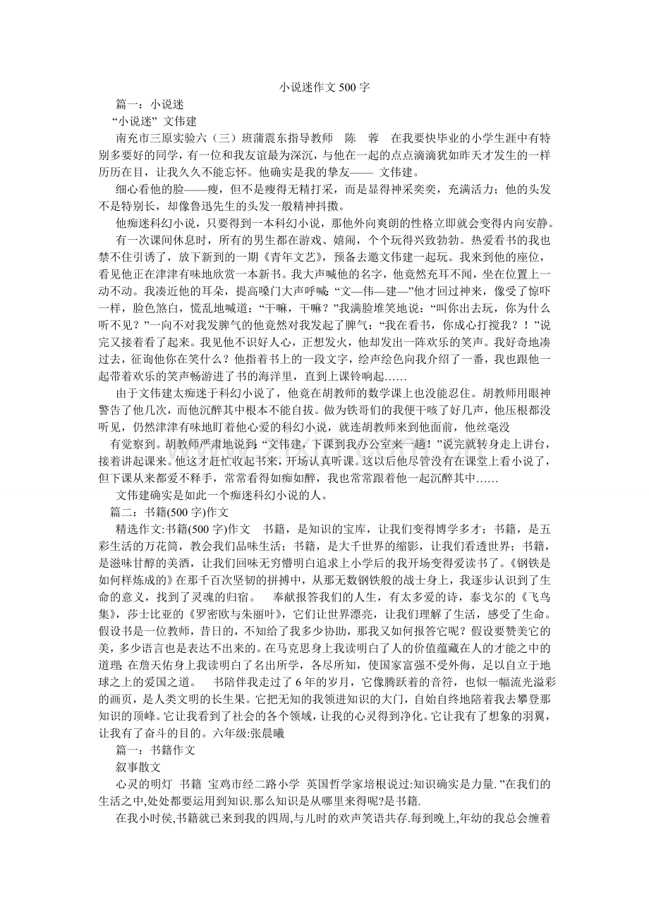 小说迷作文500字.doc_第1页