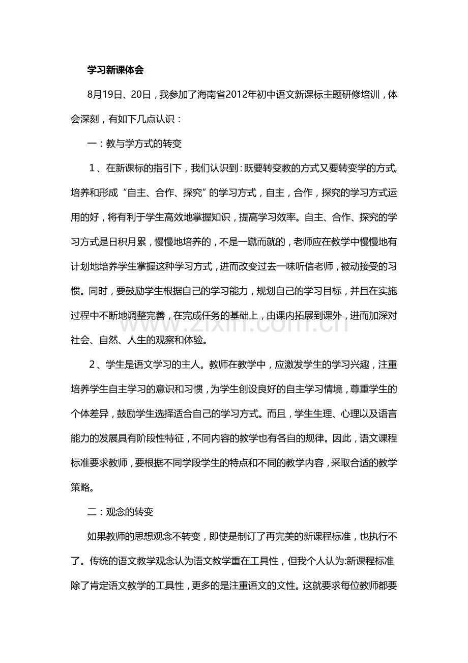 学习新课体会.doc_第1页