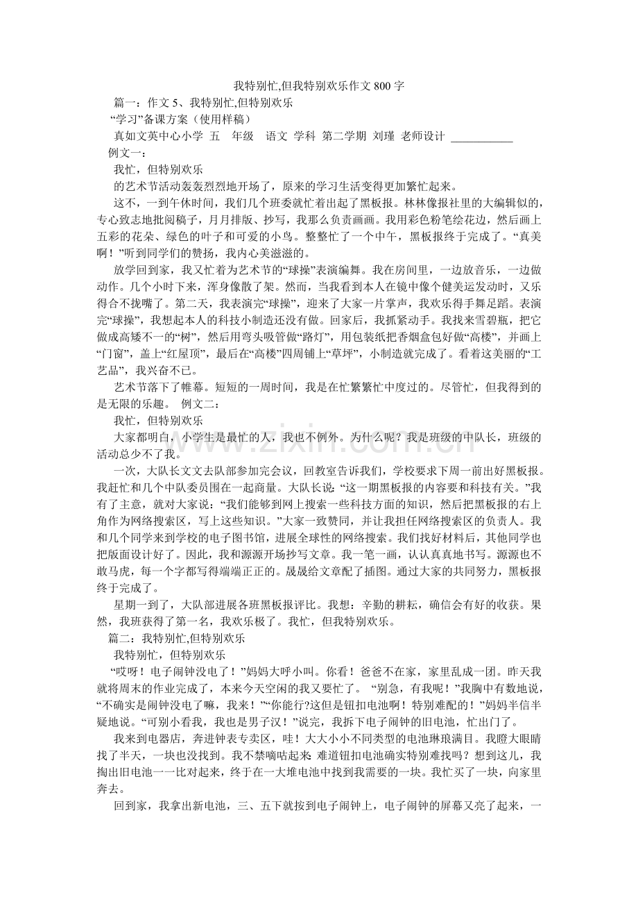 我很忙,但我很开心作文800字.doc_第1页