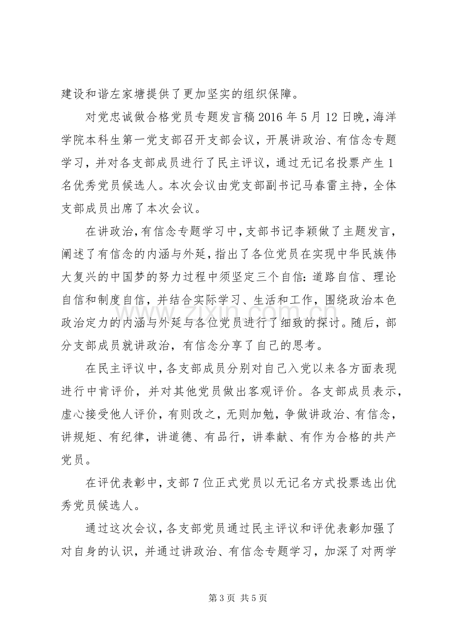 对党忠诚做合格党员专题发言稿-做品德合格党员发言稿.docx_第3页