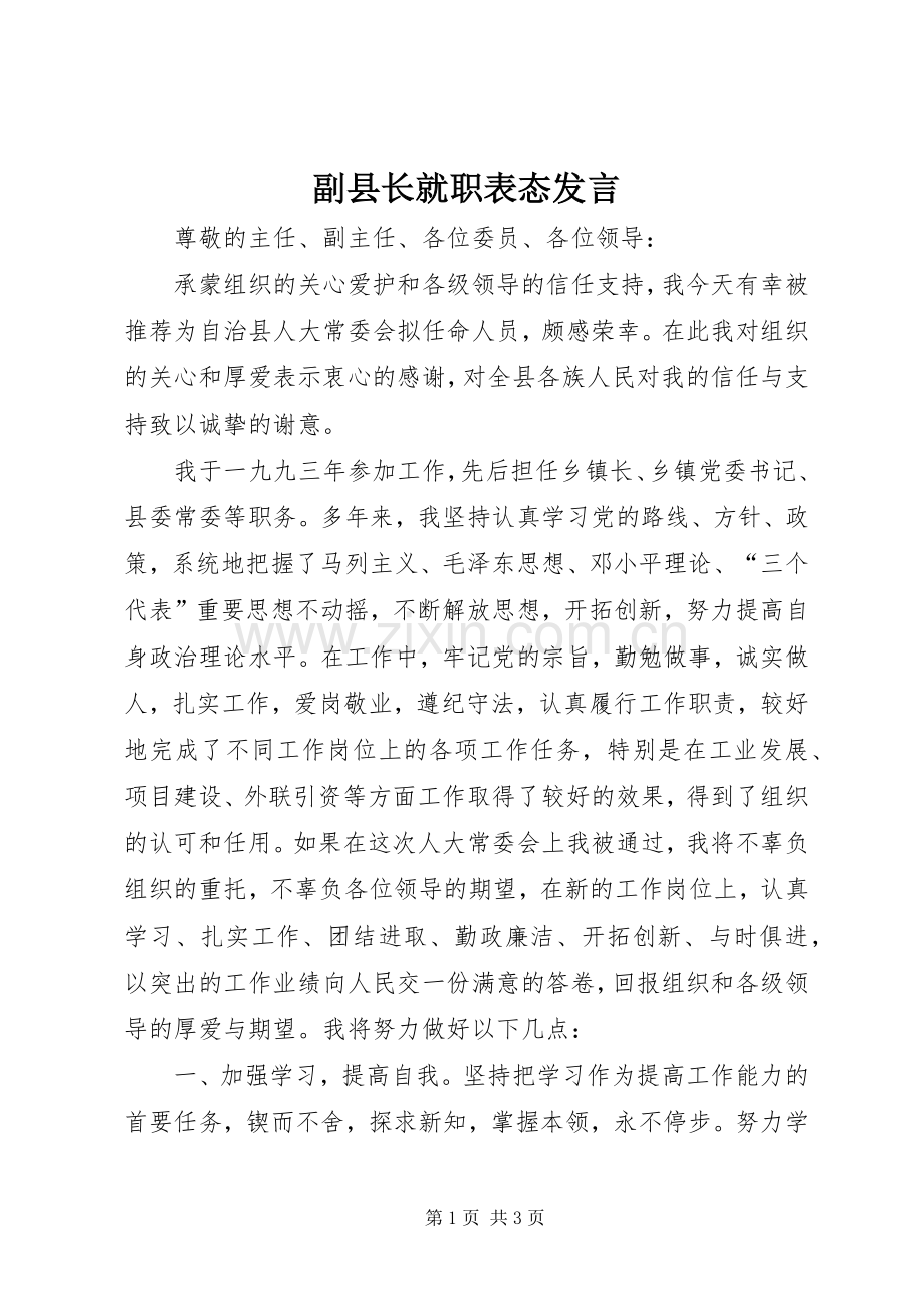 副县长就职表态发言稿 (2).docx_第1页