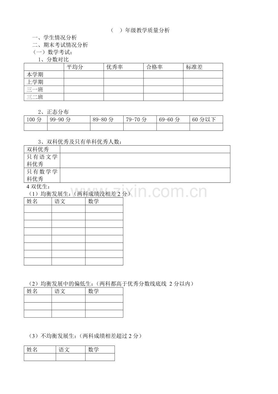 期末教学质量分析表.doc_第1页