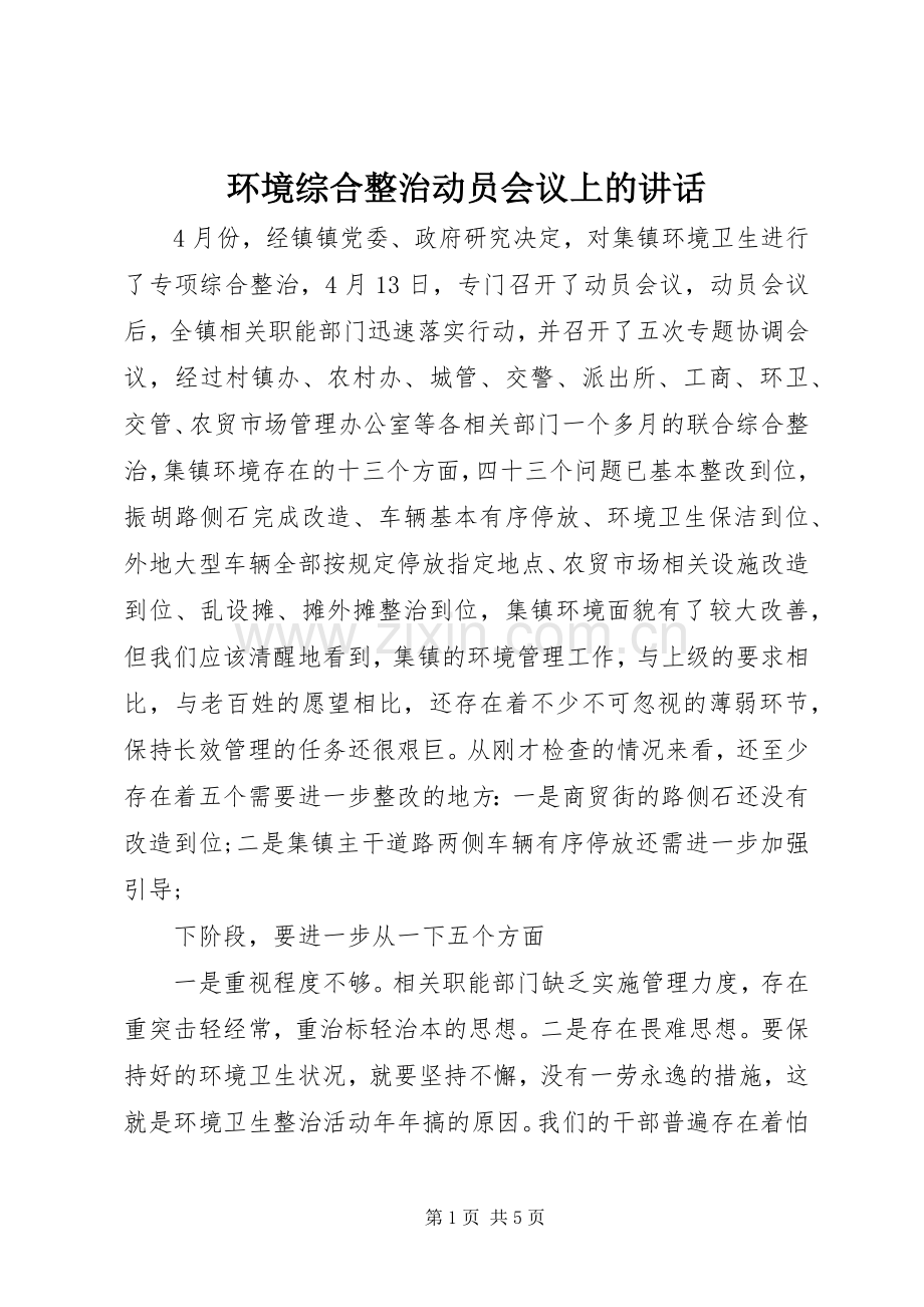 环境综合整治动员会议上的讲话.docx_第1页