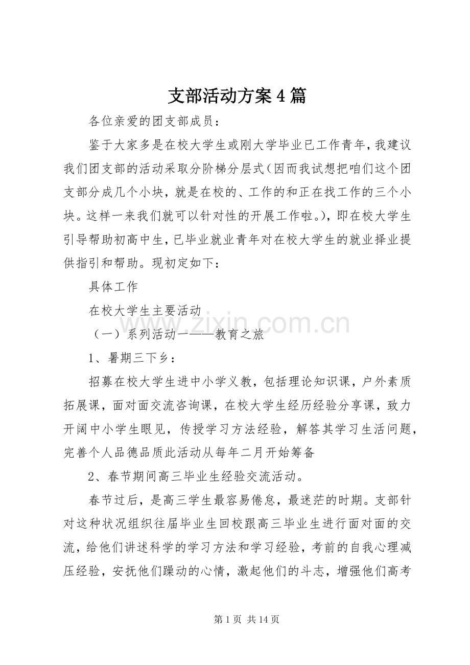 支部活动实施方案4篇.docx_第1页