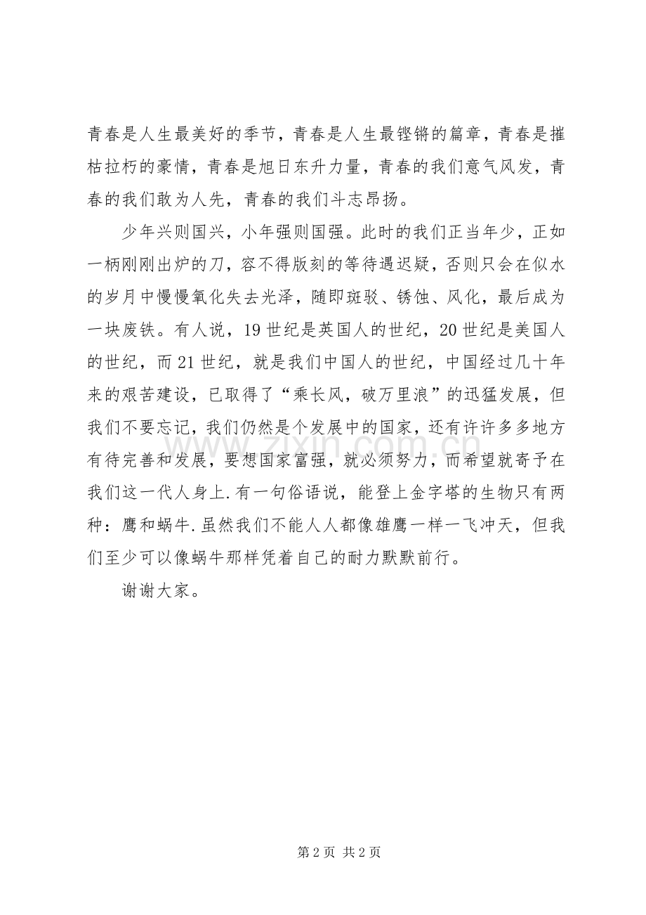 青春的誓言的演讲稿范文.docx_第2页