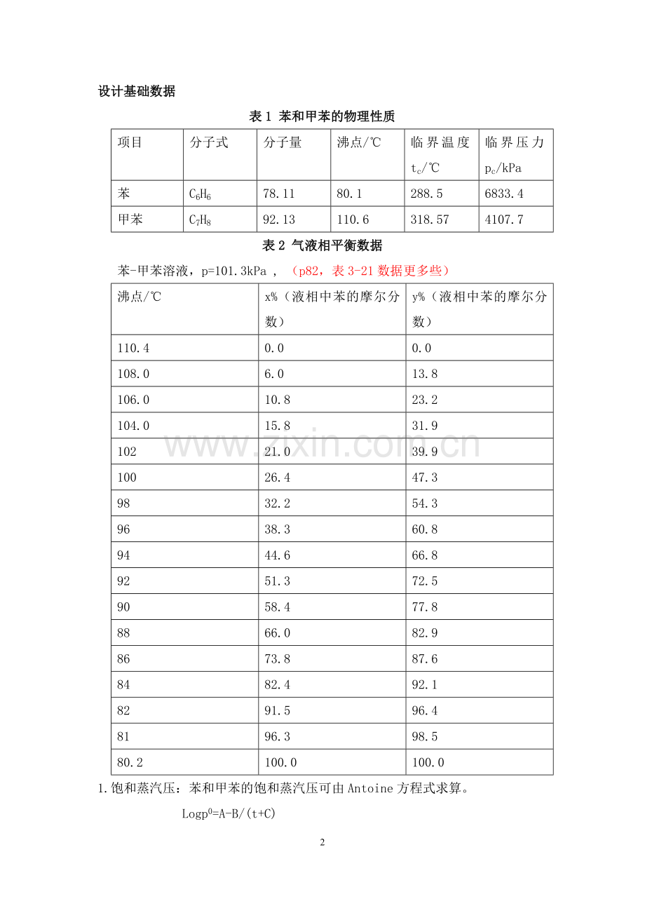 苯-甲苯混合液筛板精馏塔设计-化工原理课程设计.docx_第2页