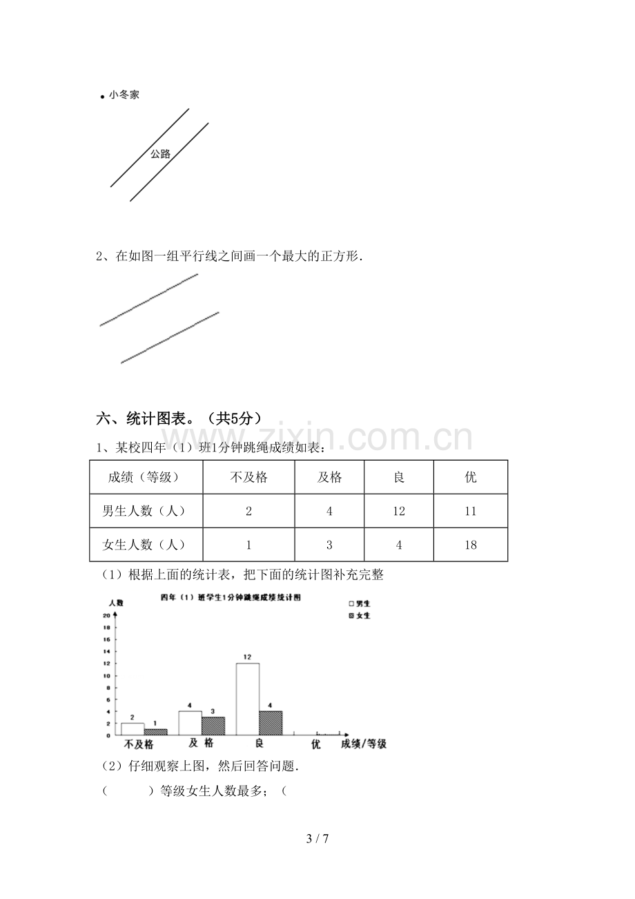 2023年部编版四年级数学下册期末测试卷(审定版).doc_第3页