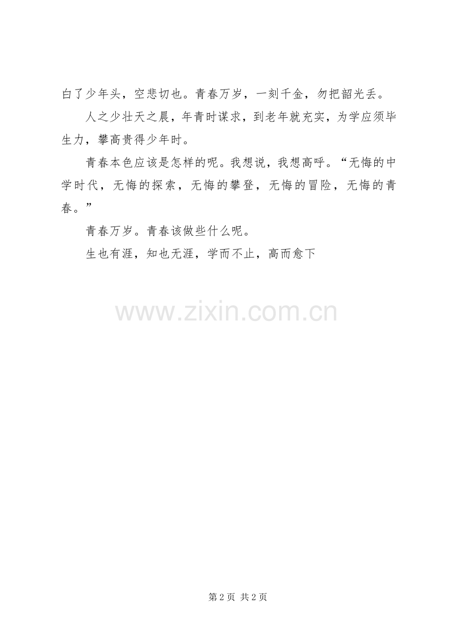 优秀演讲稿范文：青春的本色.docx_第2页