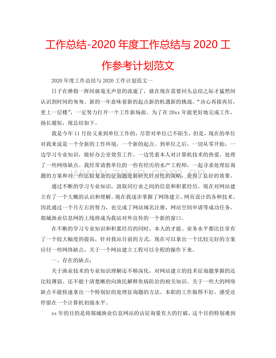 工作总结-2024年度工作总结与2024工作参考计划范文.doc_第1页