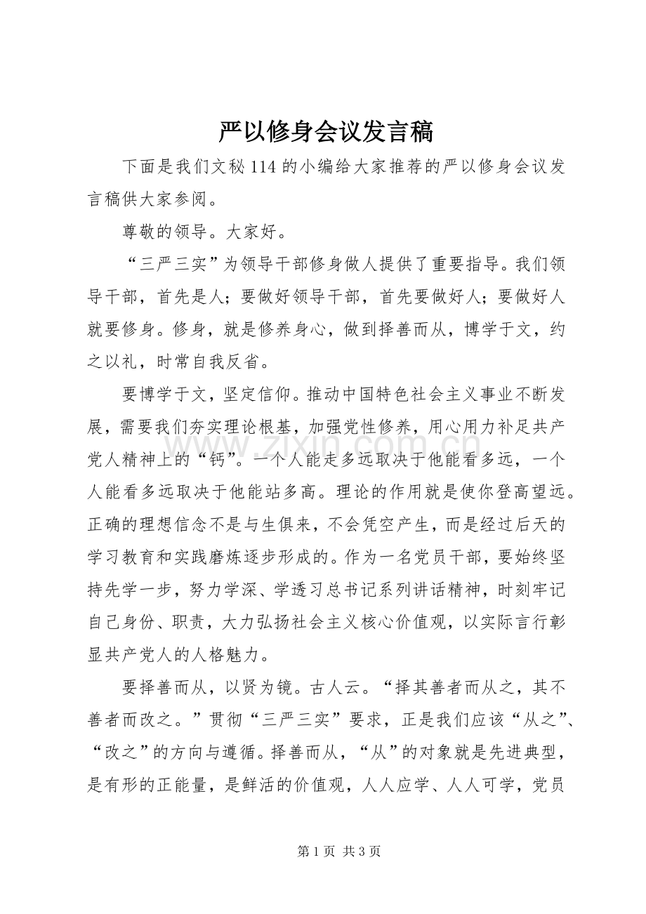 严以修身会议发言.docx_第1页