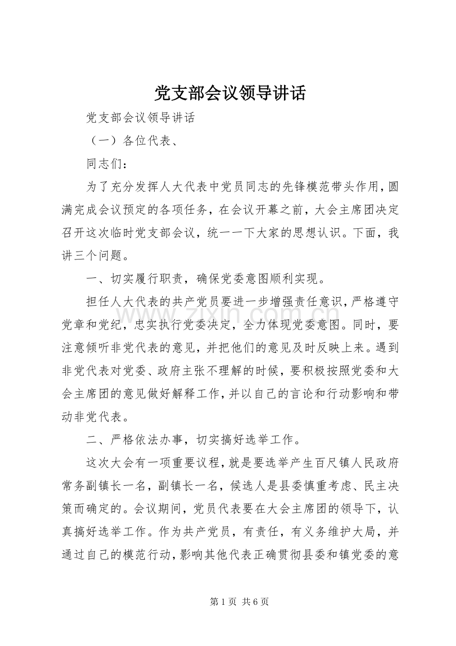 党支部会议领导讲话.docx_第1页