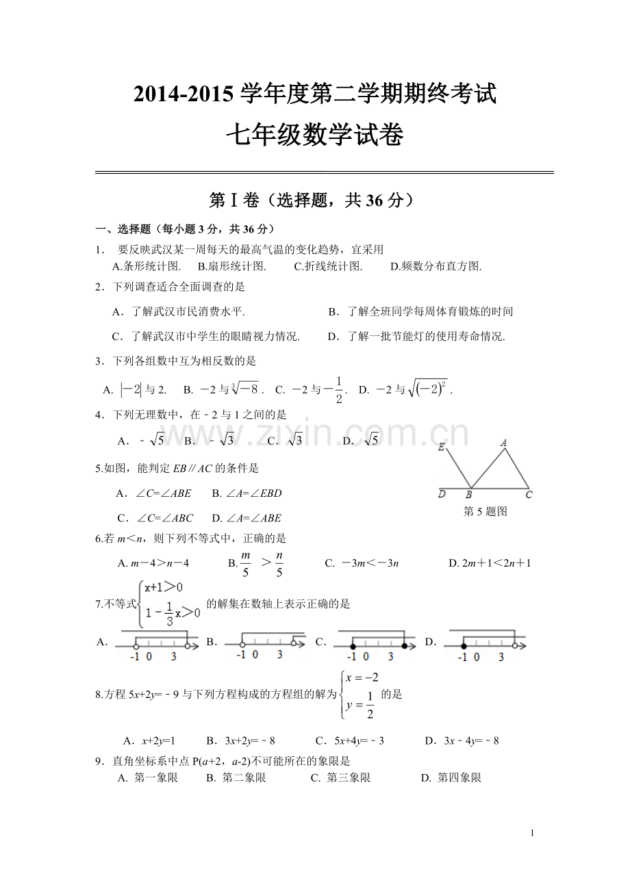 新人教版七年级下册数学期末检测.doc_第1页