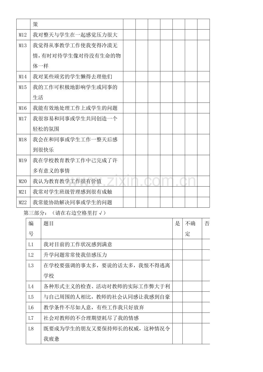 中小学教师职业倦怠调查问卷.doc_第3页