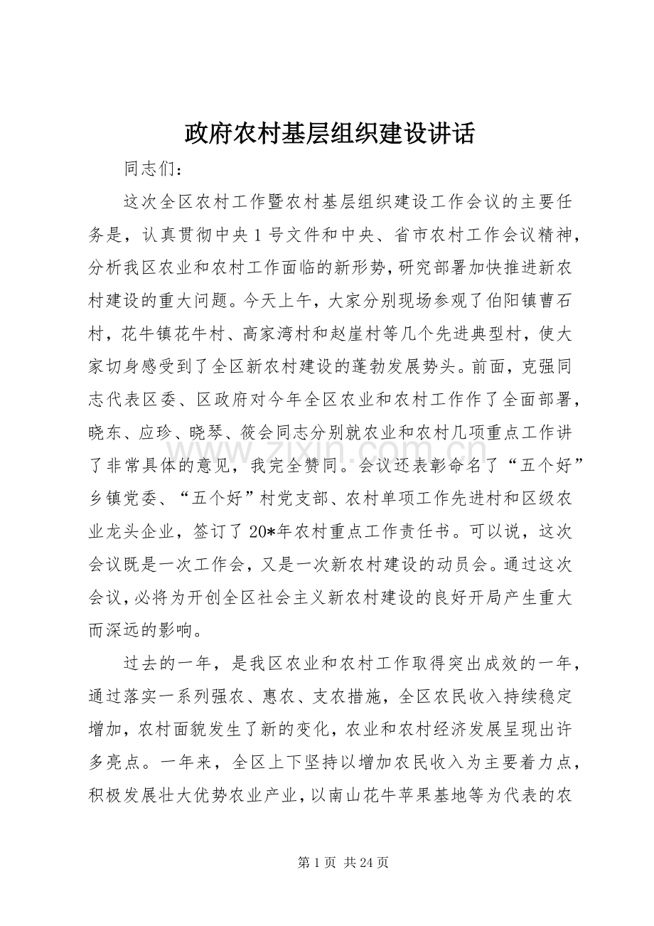 政府农村基层组织建设讲话.docx_第1页