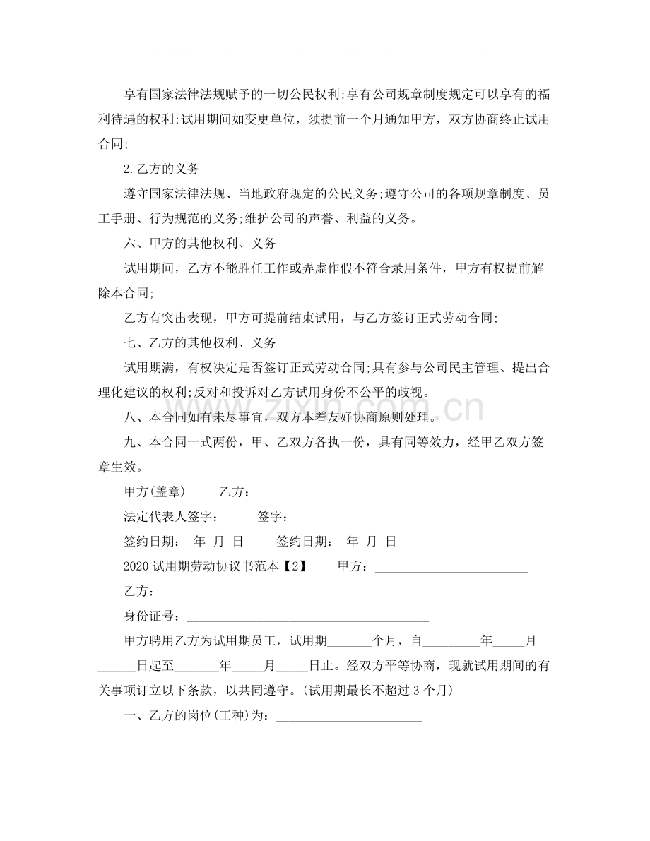 试用期劳动协议书范本.docx_第2页