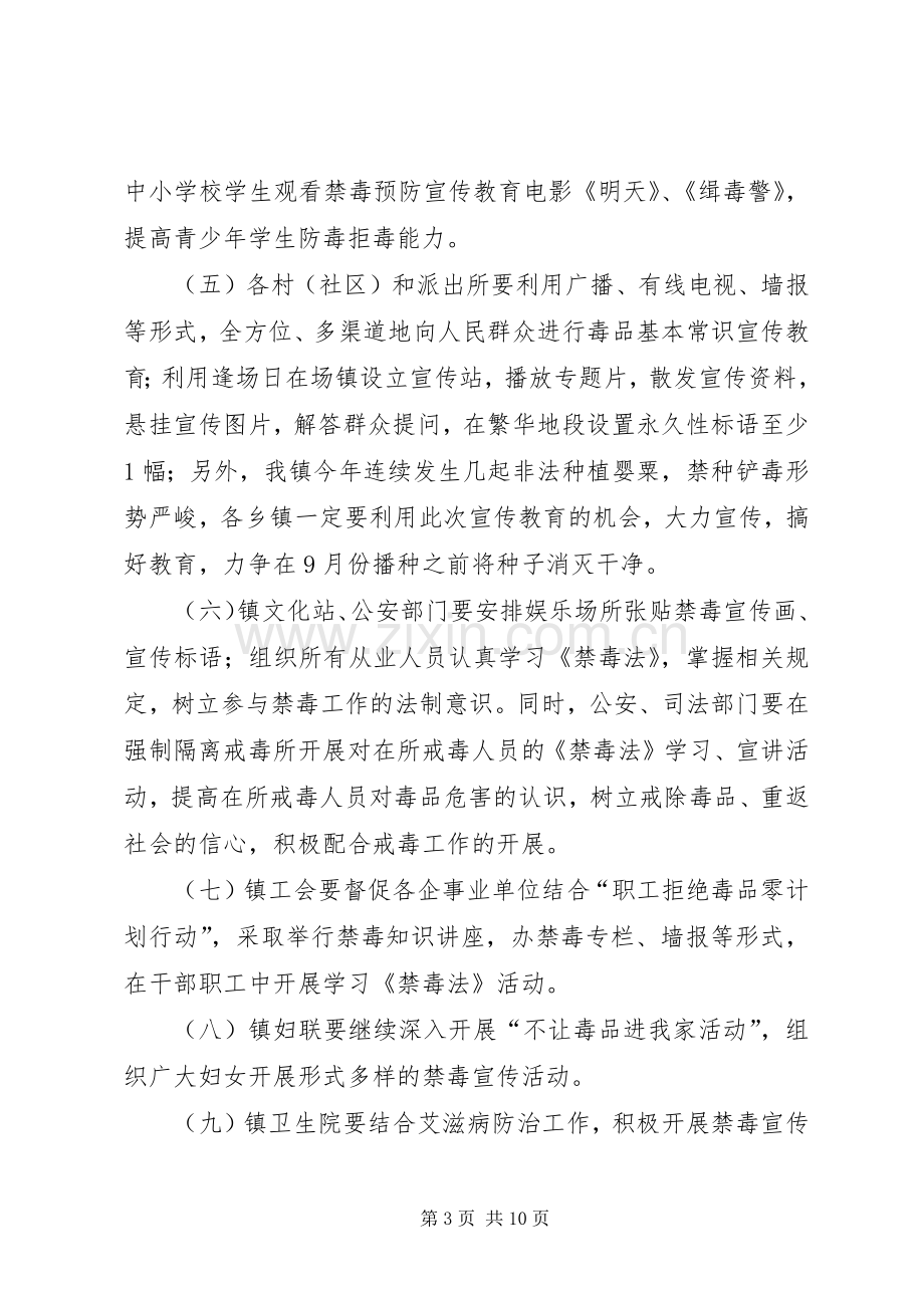 社区禁毒宣传月活动实施方案附禁毒宣传标语 .docx_第3页