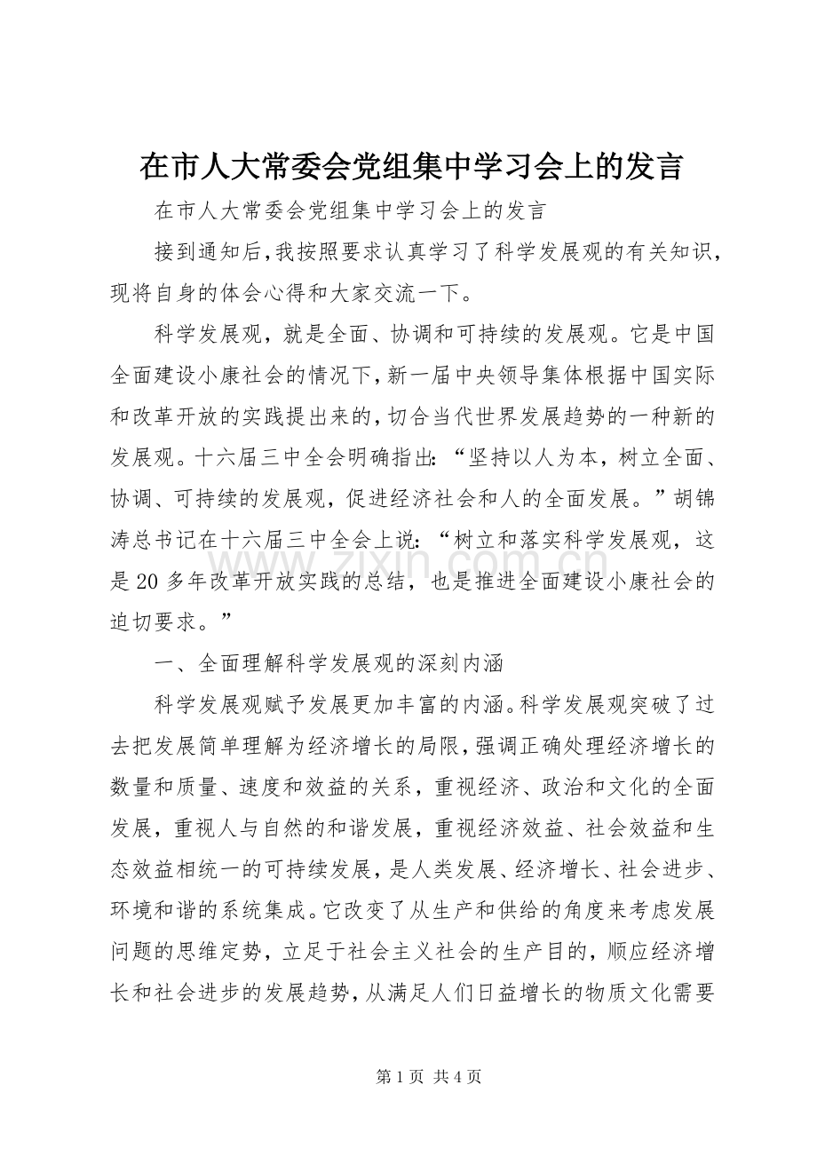 在市人大常委会党组集中学习会上的发言稿 (4).docx_第1页