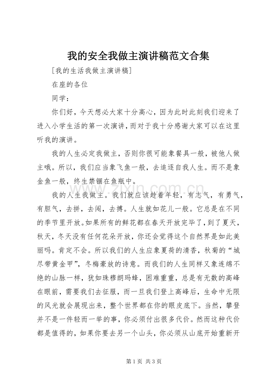 我的安全我做主演讲稿范文合集 (2).docx_第1页