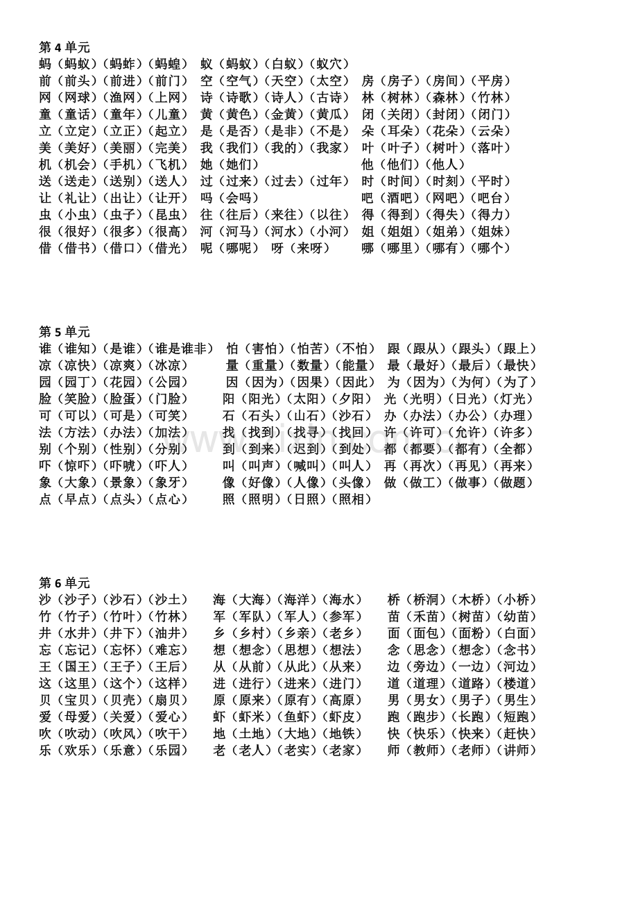 一年级语文下册所有生字组词.doc_第2页