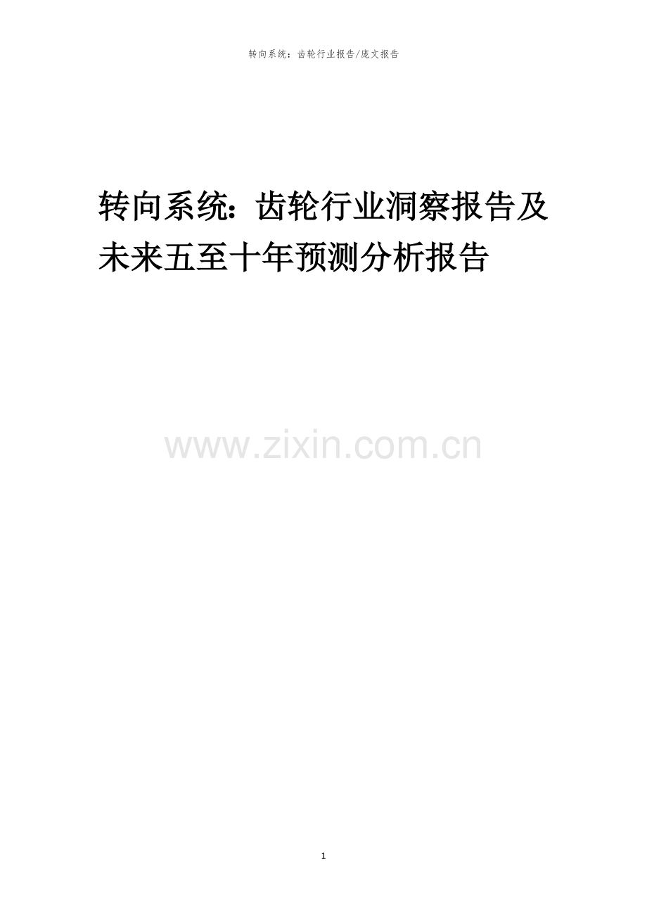 2023年转向系统：齿轮行业洞察报告及未来五至十年预测分析报告.docx_第1页