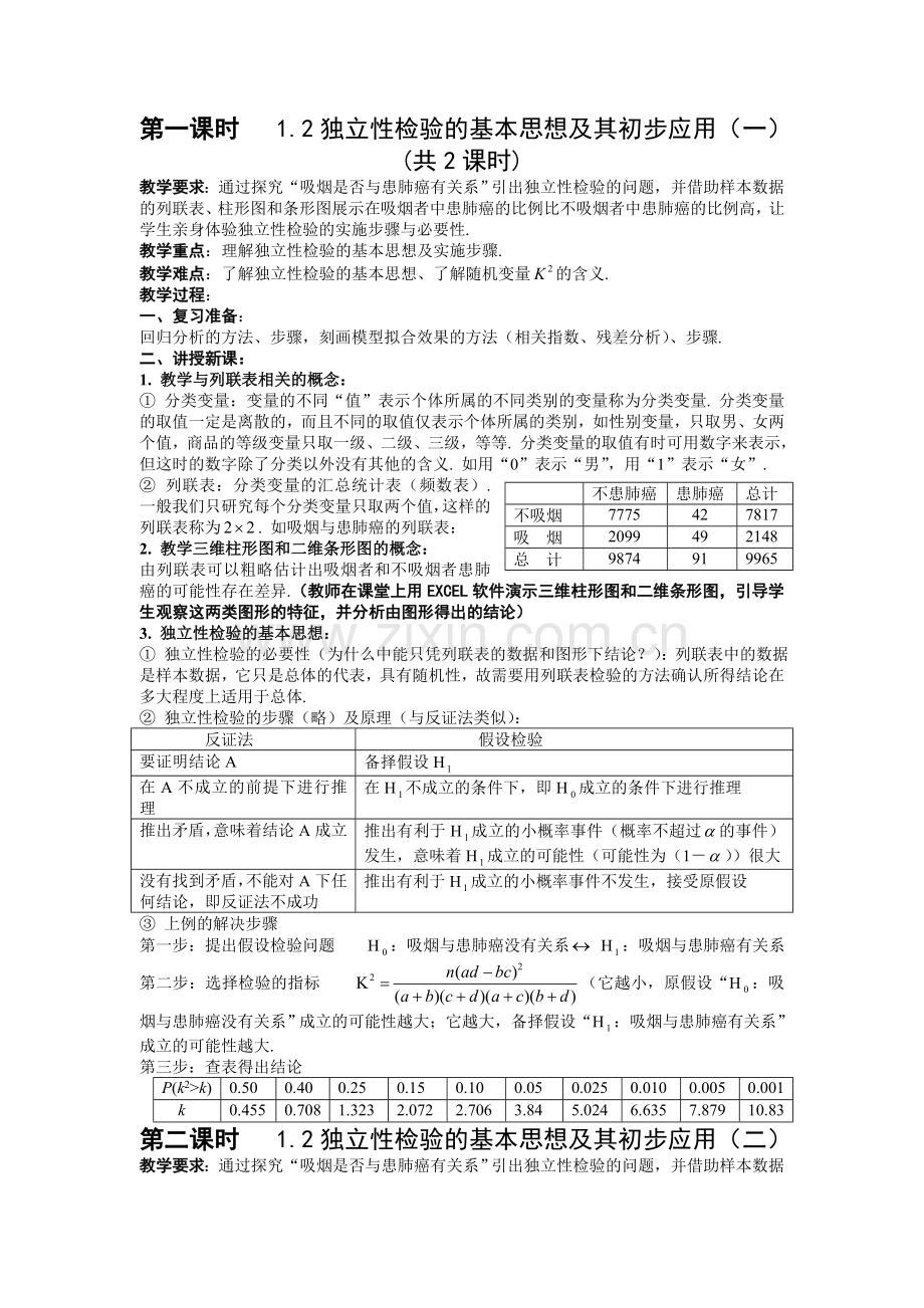 (教案)1.2独立性检验的基本思想及其初步应用.doc_第1页