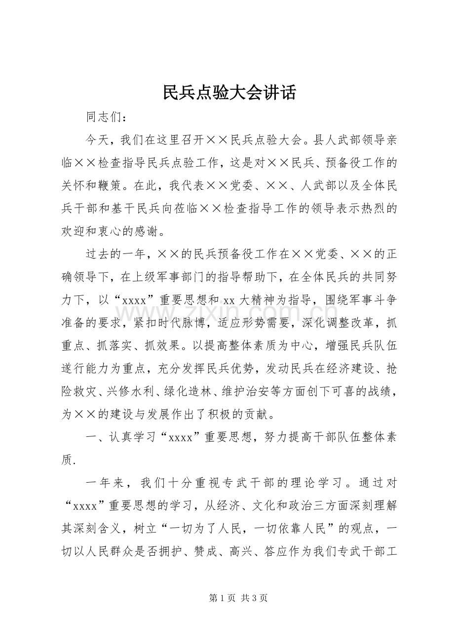 民兵点验大会讲话.docx_第1页