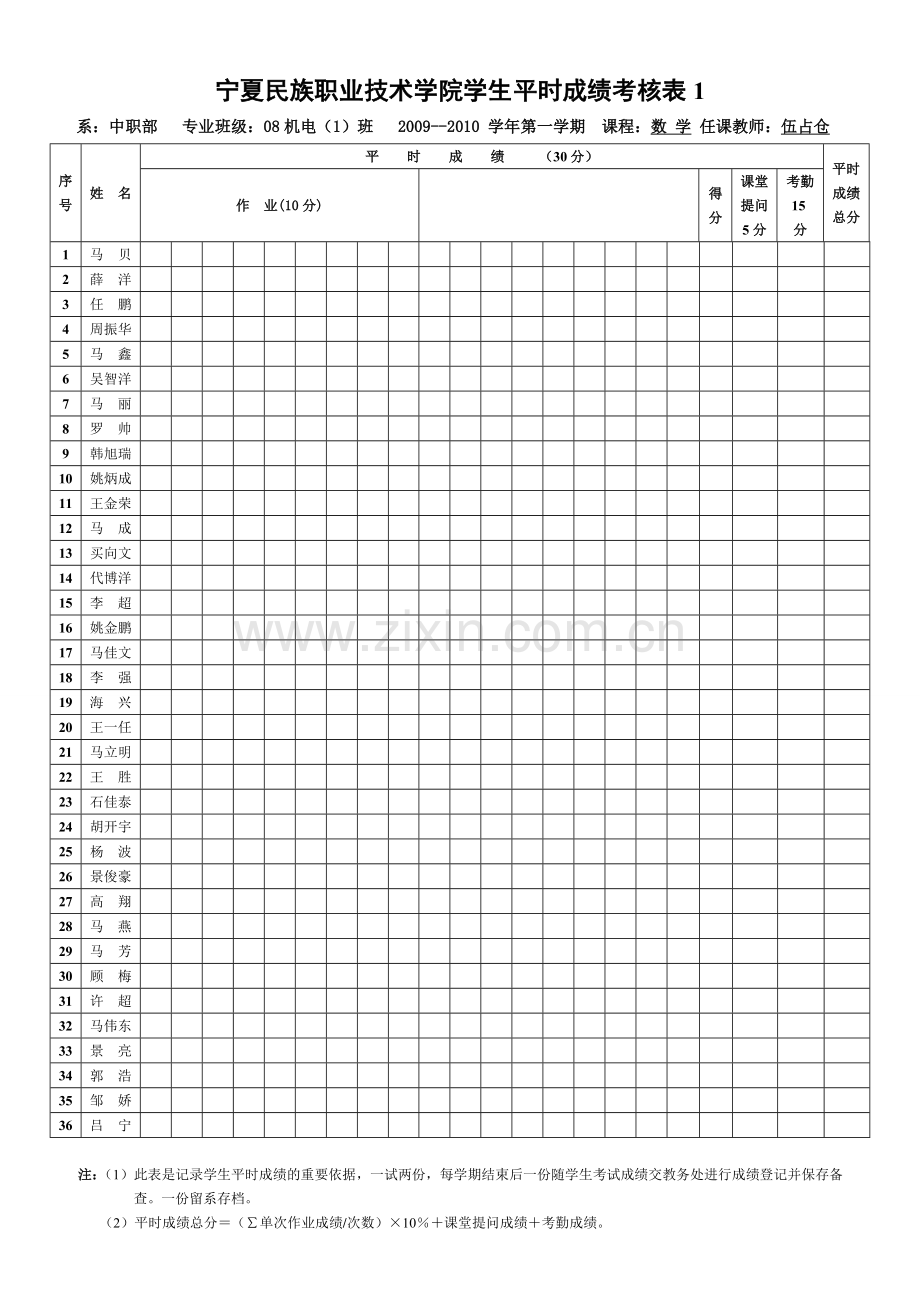 学生平时成绩考核表.doc_第1页