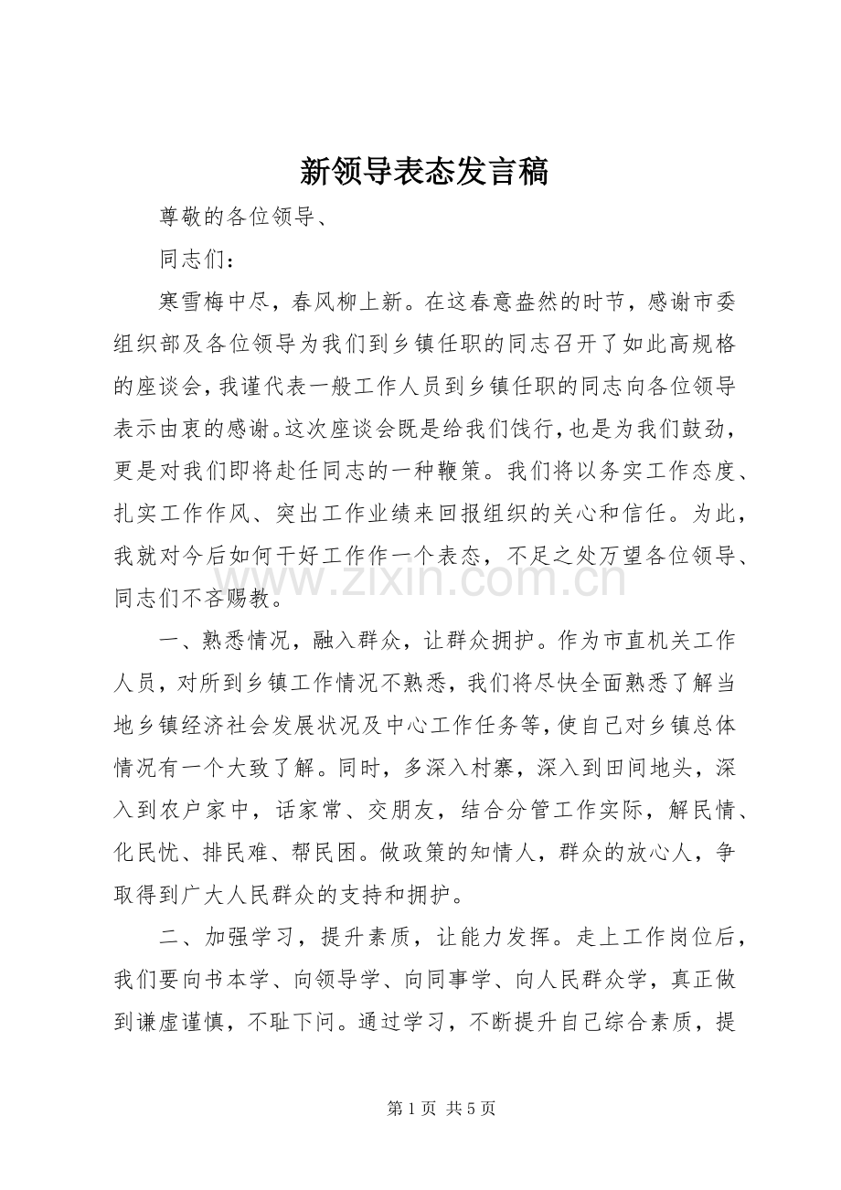 新领导表态发言.docx_第1页