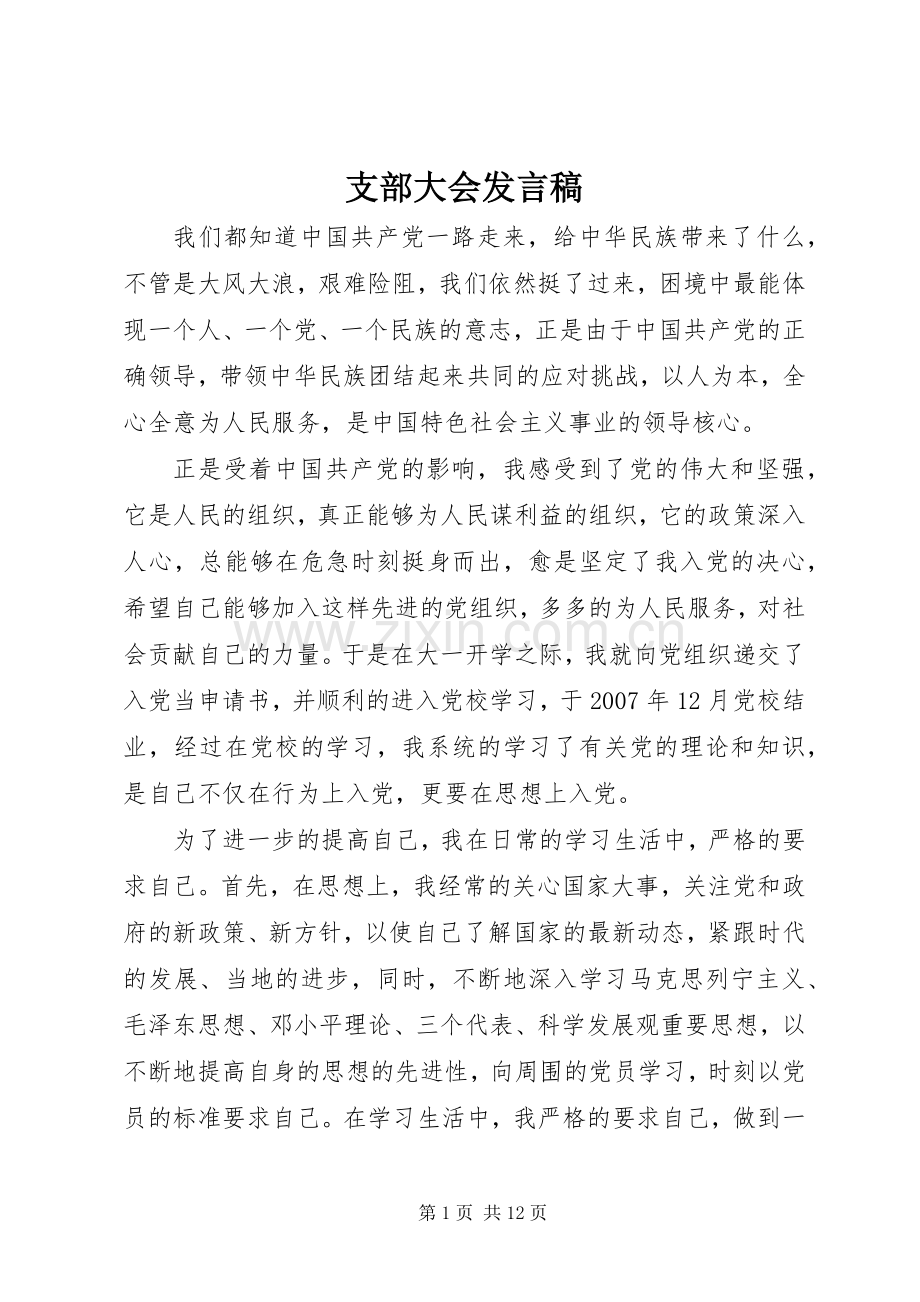 支部大会发言稿范文_1.docx_第1页