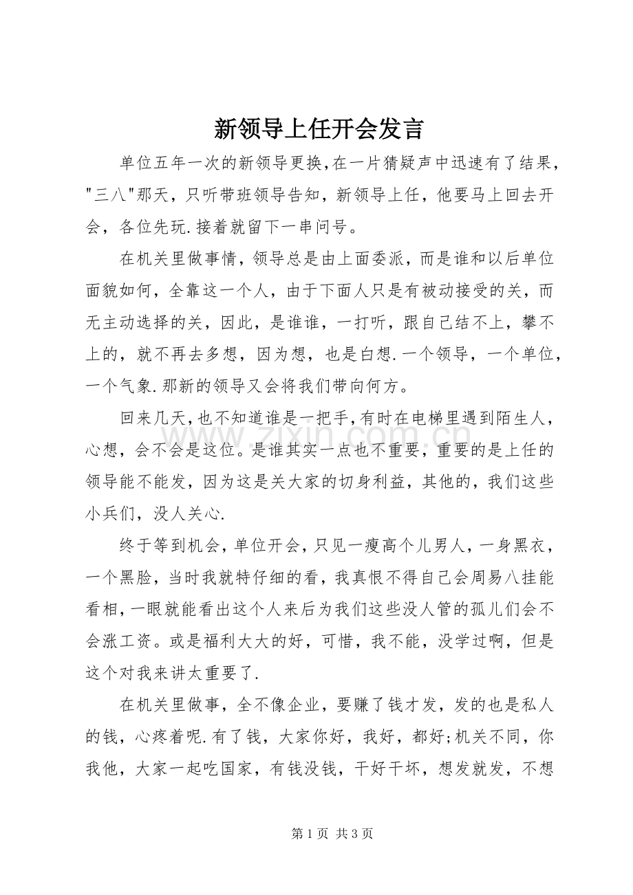 新领导上任开会发言稿.docx_第1页