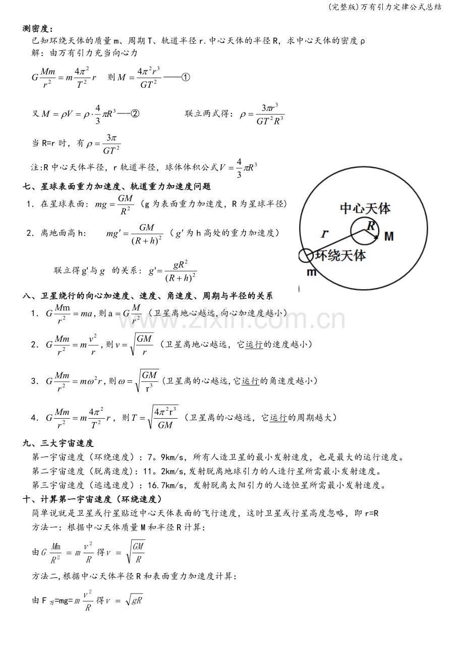 万有引力定律公式总结.doc_第2页