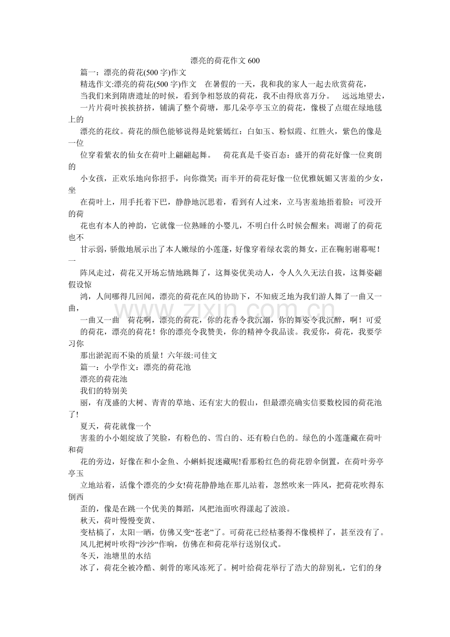 美丽的荷花作文600.doc_第1页