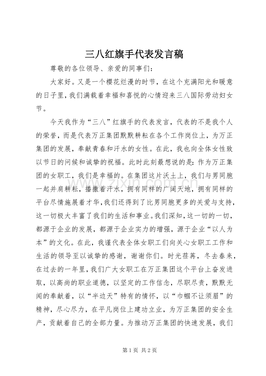 三八红旗手代表发言.docx_第1页