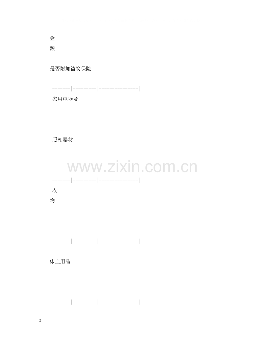 家庭财产保险合同格式.docx_第2页