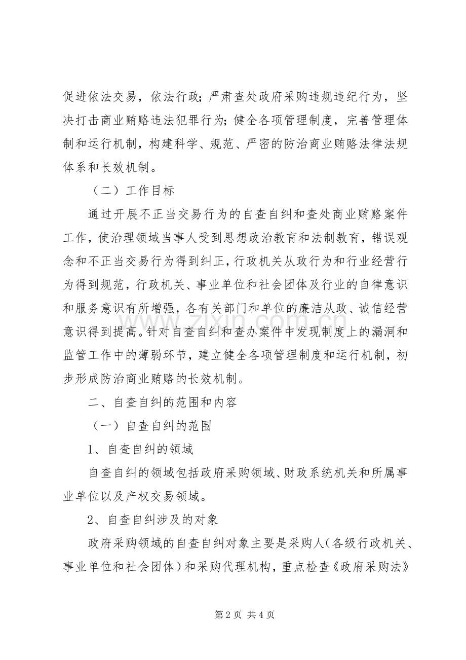 不正当交易行为自查自纠和查处商业贿赂案件工作实施方案.docx_第2页