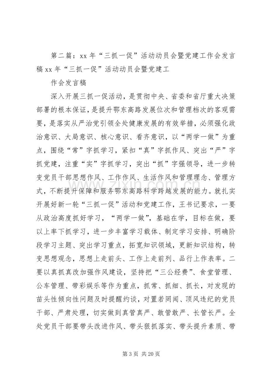 XX年“三抓一促”活动动员会暨党建工作会发言.docx_第3页