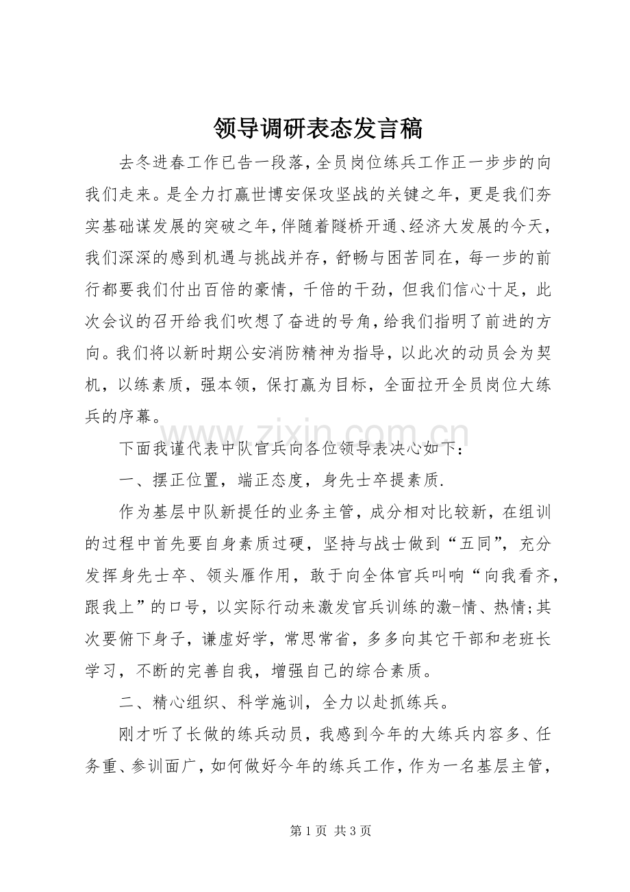 领导调研表态发言稿.docx_第1页